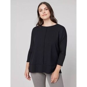 Spanx Women Sm Perfect Length Dolman Top Black oversized Slouchy Comfort Stretch